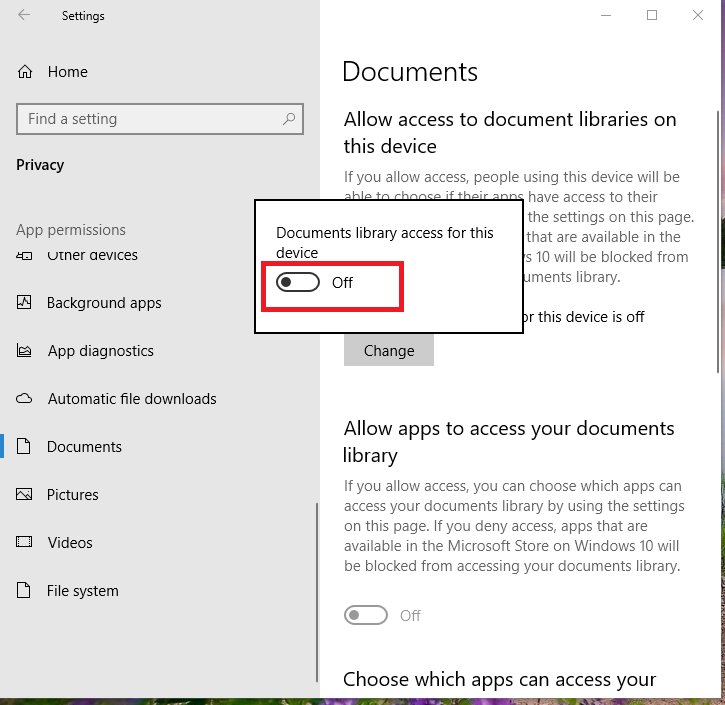 Control your app permissions on windows