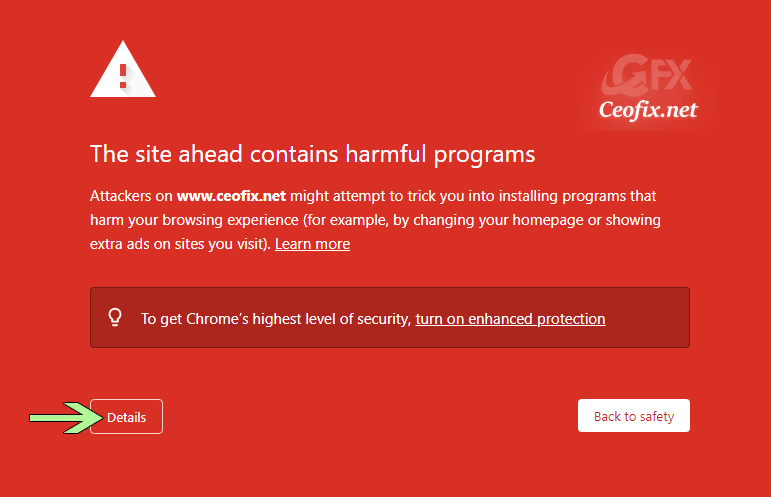 Google Chrome: The Site Ahead Contains Harmful Programs