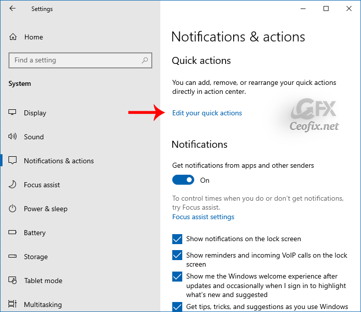 Rearrange Quick Actions in Action Center Directly