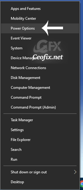 Windows key + X and select Power Options