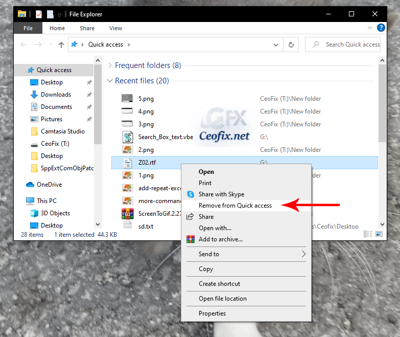 How to remove a single item from the Recent Items menu