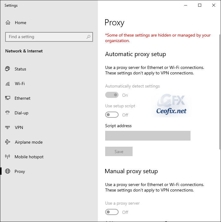 Disable Proxy Use in Windows 10 Permanently