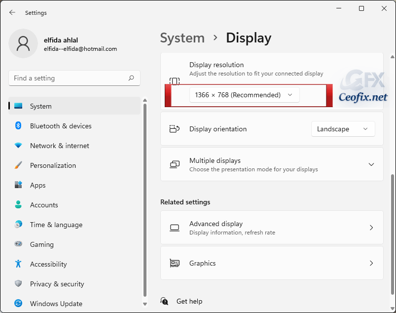 Display resolution windows