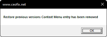 remove Restore Previous Versions
