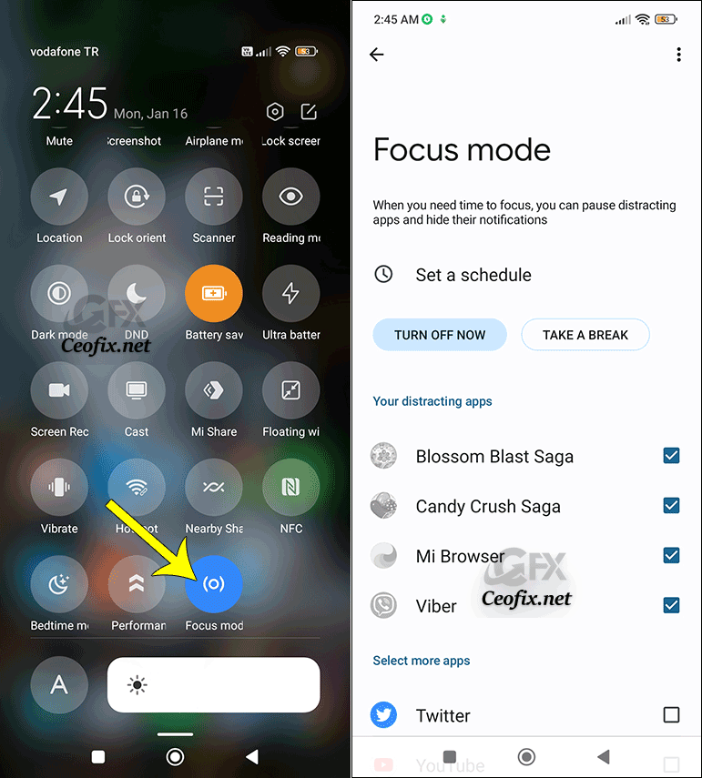 Temporarily disable Focus mode.