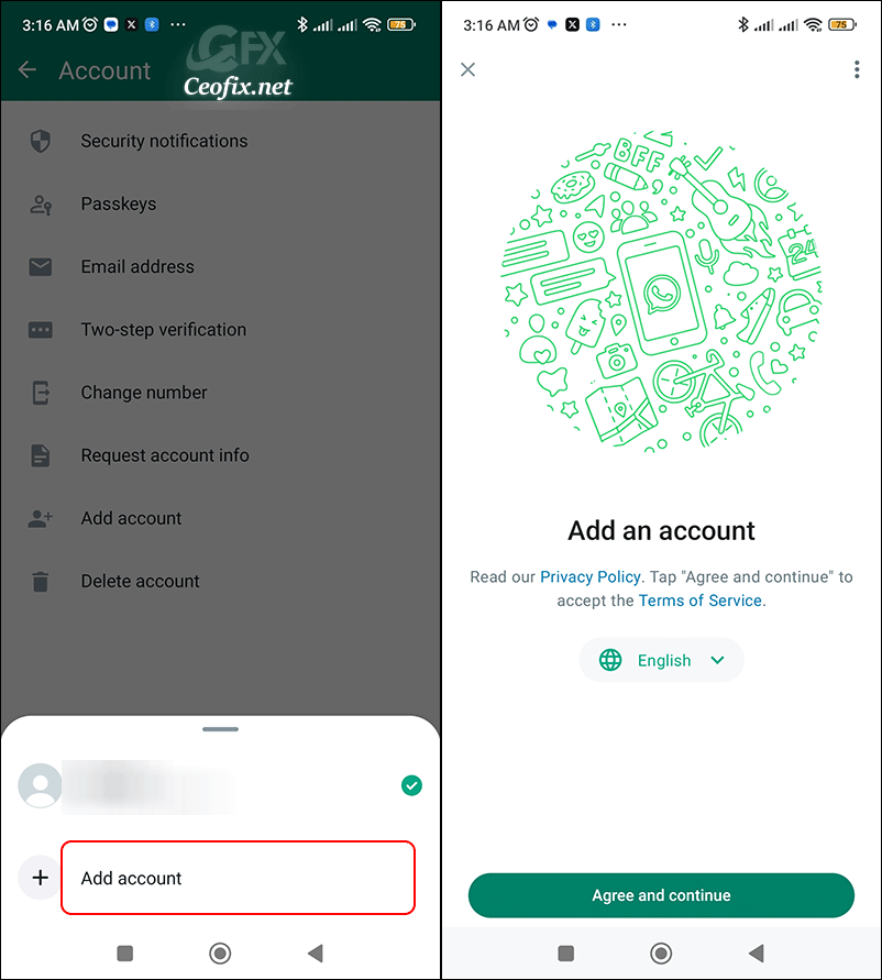 Add Account Whatsapp