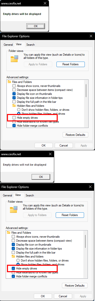 Show or hide empty Drives in Windows 11