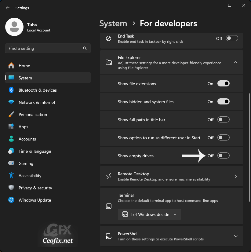 Show empty drives