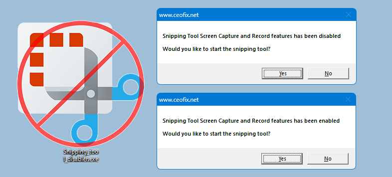 enable or disable screen capture and recording with the Snipping Tool